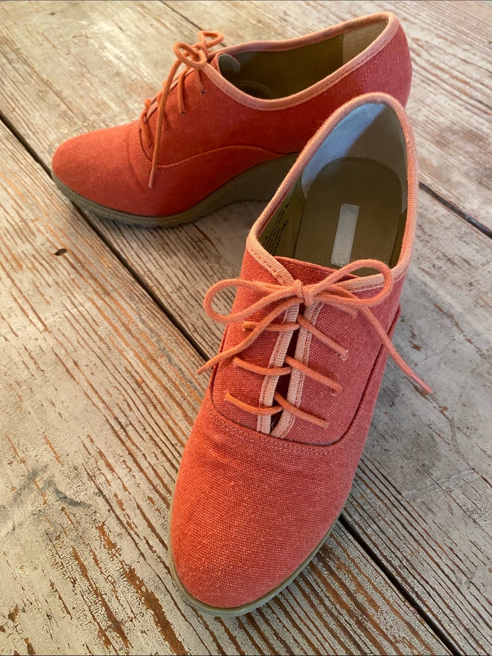 Cooperative Coral Lace-Up Wedge Oxford Loafers